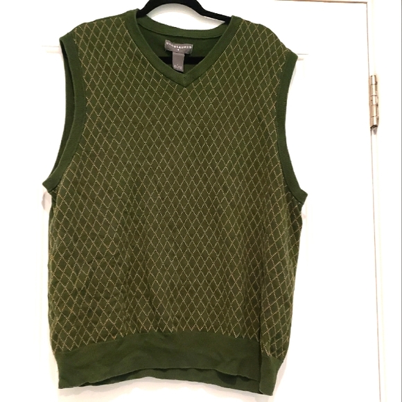 Saddlebred vest Green Beige Print Sz-L - Picture 4 of 6